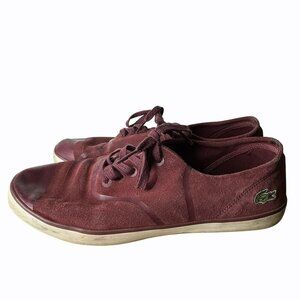 Lacoste Rene Sport SNW Womens Shoes Size 11 Wine‎ Red Suede Casual Sneakers